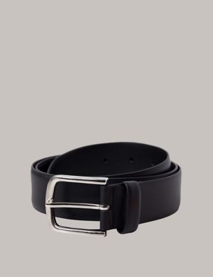 Hawes & Curtis Mens Leather Textured Belt - Black, Black
