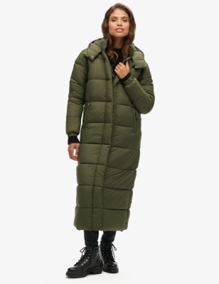 Superdry Faux Fur Lined Longline Afghan Coat - Women's Womens Jackets