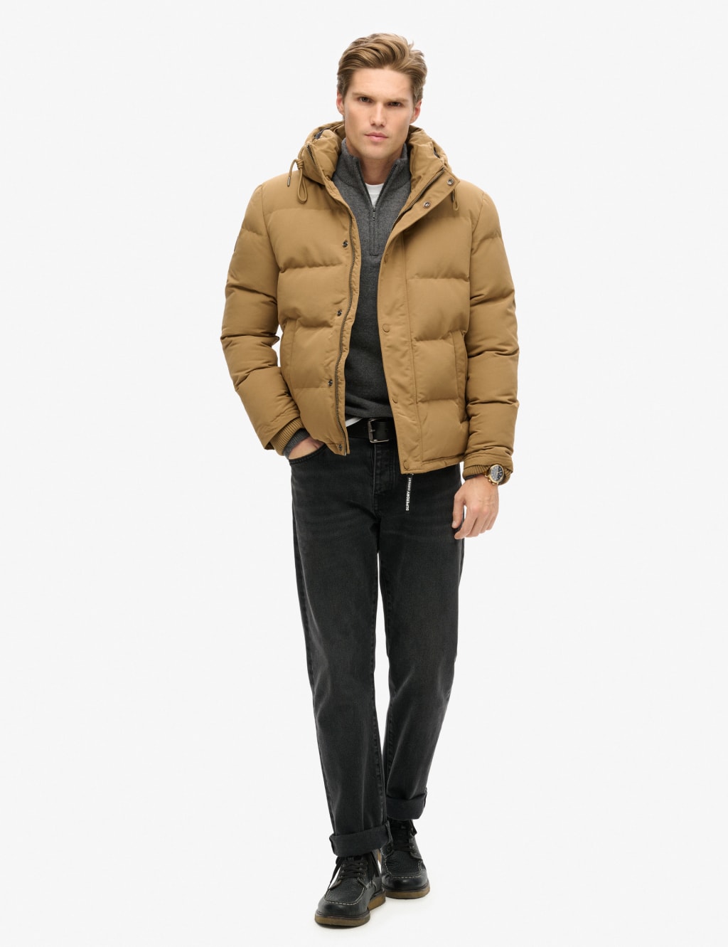 100% Plush MicroFiber Brown Top Coat for Men