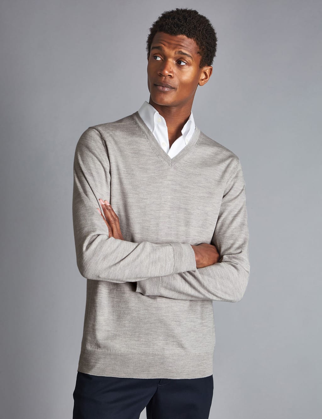 Mens cream v neck jumper deals