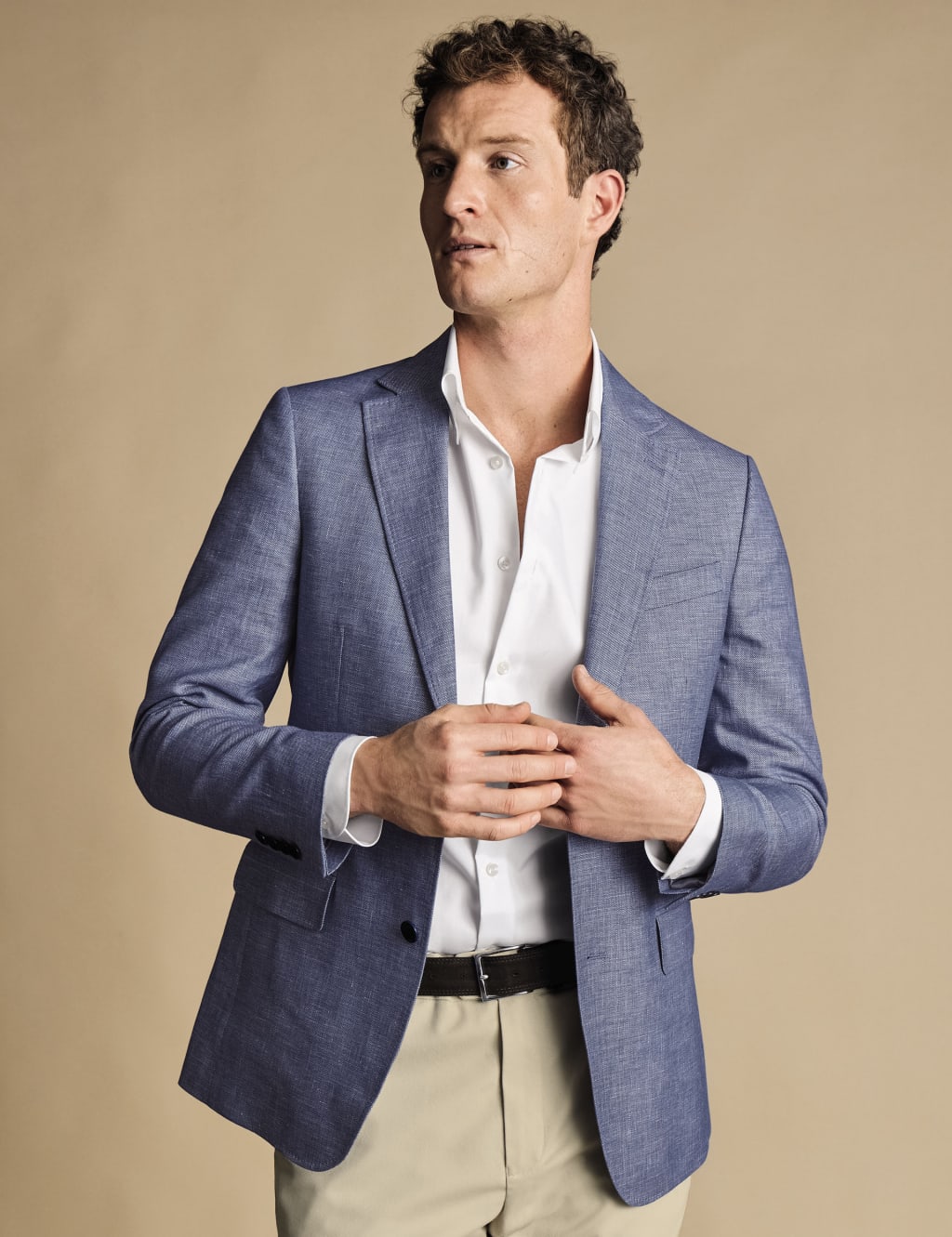 Slim Fit Linen Blend Suit Jacket