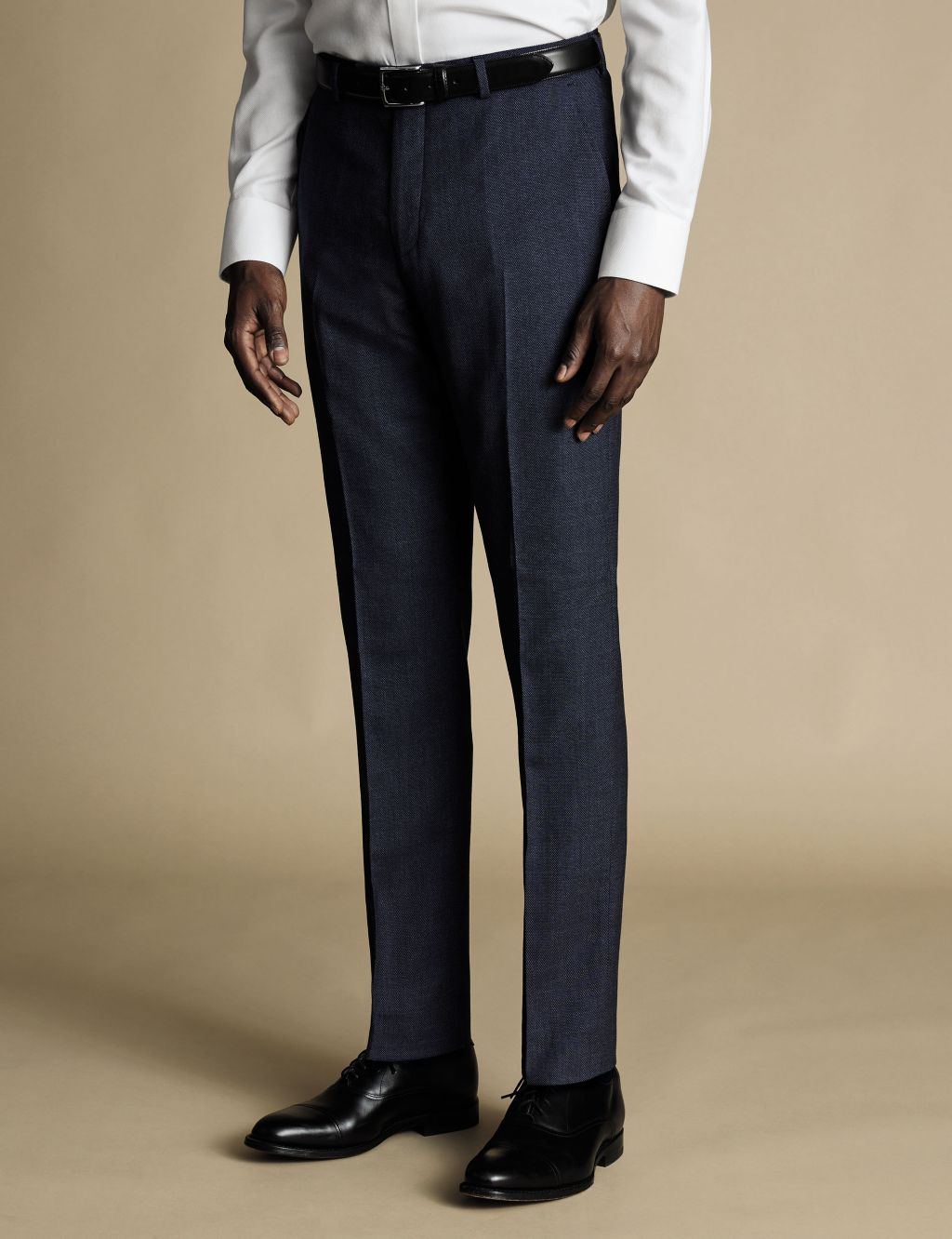 Slim Fit Pure Wool Checked Suit Trousers