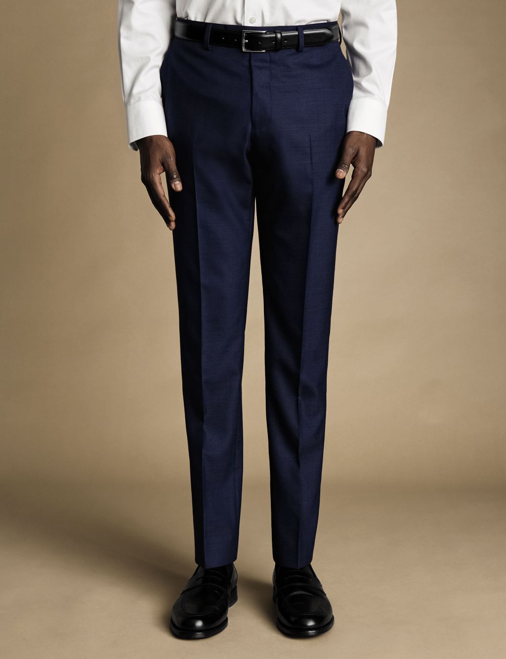 Slim Fit Pure Wool Flat Front Suit Trousers