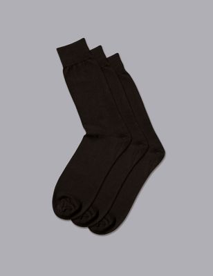 Charles Tyrwhitt Mens 3pk Cotton Rich Socks - M - Black, Black,Multi