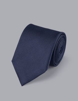 Charles Tyrwhitt Mens Geometric Pure Silk Tie - Blue, Blue