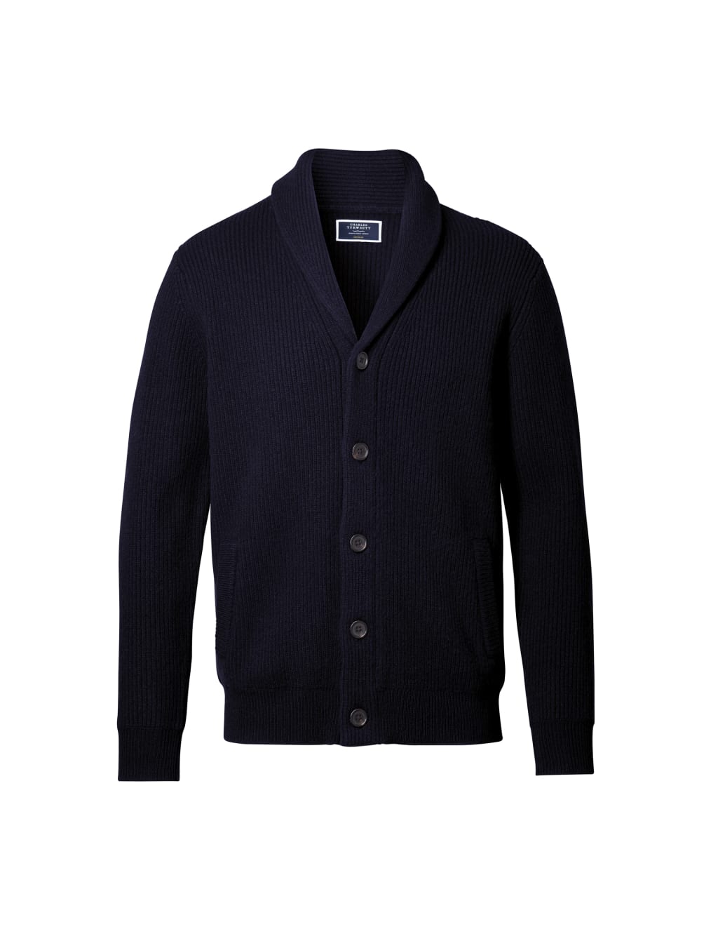 Pure Merino Wool Rib Shawl Collar Cardigan image 2