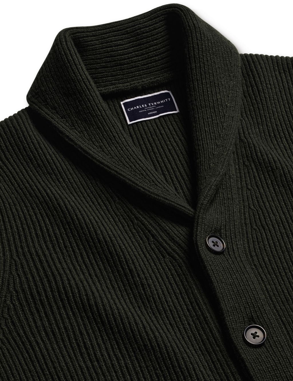 Pure Merino Wool Rib Shawl Collar Cardigan image 4