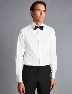 Charles Tyrwhitt Men's Slim Fit Pure Cotton Twill Shirt - 14.533 - White, White