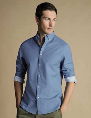 Charles Tyrwhitt Men's Slim Fit Pure Cotton Oxford Shirt - Blue, Blue