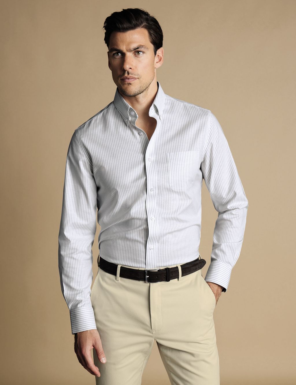 Slim Fit Non Iron Cotton Rich Striped Shirt