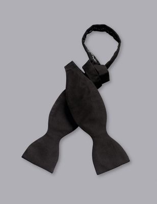 Charles Tyrwhitt Mens Pure Silk Bow Tie - Black, Black