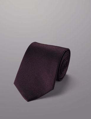 Charles Tyrwhitt Mens Textured Pure Silk Tie - Purple, Purple