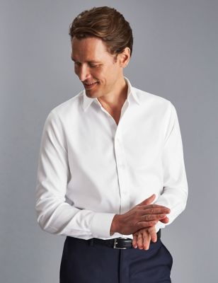 Charles Tyrwhitt Men's Slim Fit Non Iron Pure Cotton Twill Shirt - 14.533 - White, White,Blue,Pink