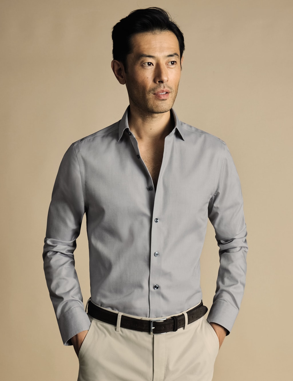 Slim Fit Non Iron Pure Cotton Twill Shirt