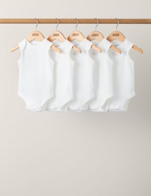 Mamas & Papas 5pk Pure Cotton Bodysuits (7lbs-2 Yrs) - NB - White, White