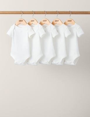 Mamas & Papas 5pk Pure Cotton Slogan Bodysuits (7lbs-2 Yrs) - NB - White, White