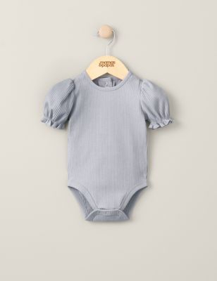 Mamas & Papas Newborn Girl's Pure Cotton Ribbed Bodysuit (0-3 Yrs) - 0-3 M - Purple, Purple