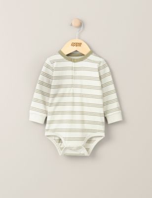 Mamas & Papas Newborn Boy's Pure Cotton Striped Bodysuit (0-3 Yrs) - 3-6 M - Green, Green