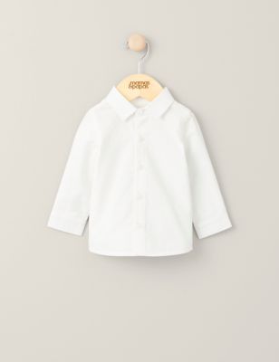 Mamas & Papas Newborn Boys Pure Cotton Shirt (0-3 Yrs) - 3-6 M - White, White