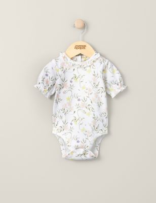 Mamas & Papas Newborn Girl's Pure Cotton Floral Bodysuit (0-3 Yrs) - 0-3 M - Blue, Blue
