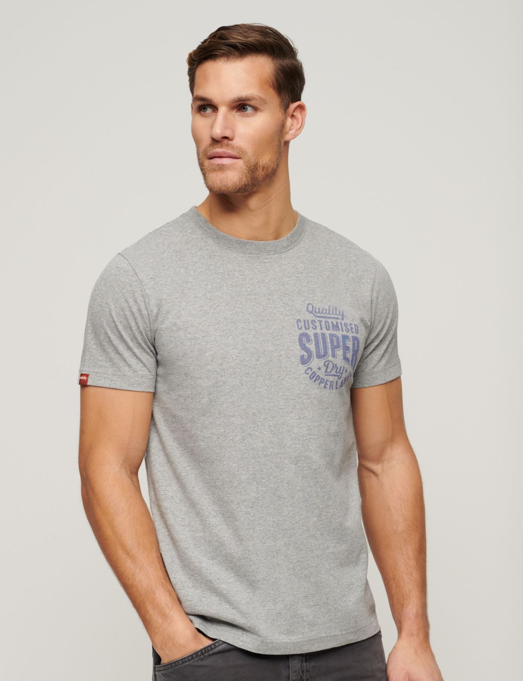 Cotton Blend Logo Graphic Crew Neck T-Shirt