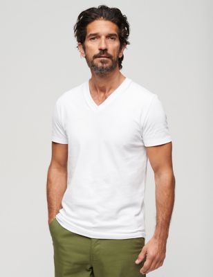Superdry Men's Organic Cotton V-Neck T-Shirt - M - White, White