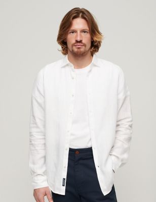 Superdry Mens Non Iron Pure Linen Shirt - M - White, White