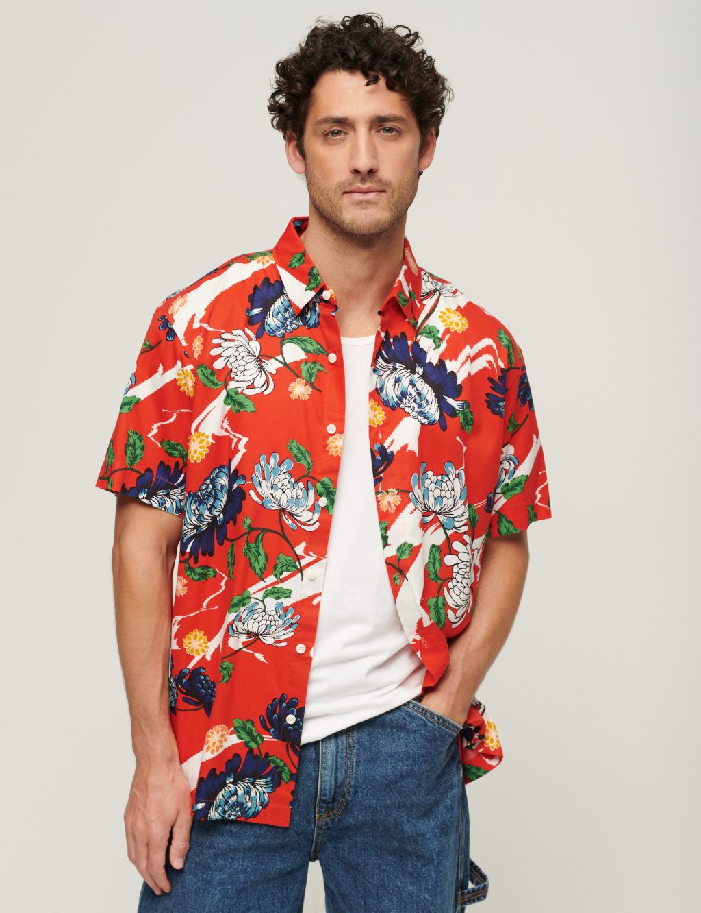 Cotton Blend Hawaiian Shirt