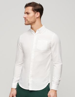 Superdry Men's Non Iron Linen Rich Shirt - M - White, White,Blue,Turquoise