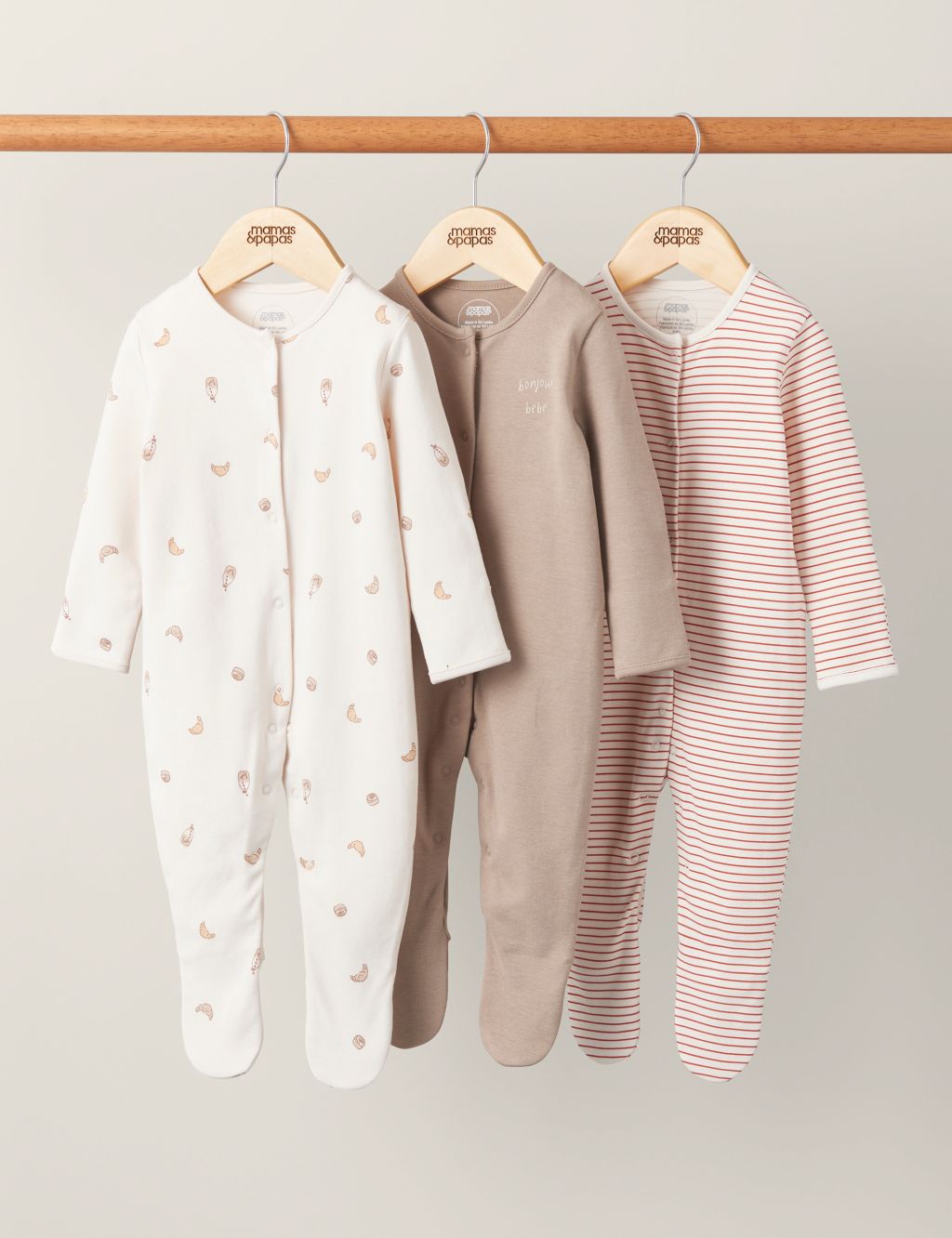 3pk Pure Cotton Parisian Sleepsuits (7lbs-2 Yrs)