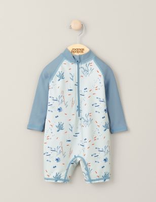 Mamas & Papas Boys Sea Print Long Sleeve Rashsuit (0-3 Yrs) - 0-3 M - Blue, Blue