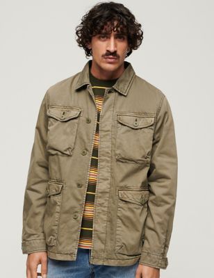 Superdry Mens Pure Cotton Utility Jacket - S - Green, Green