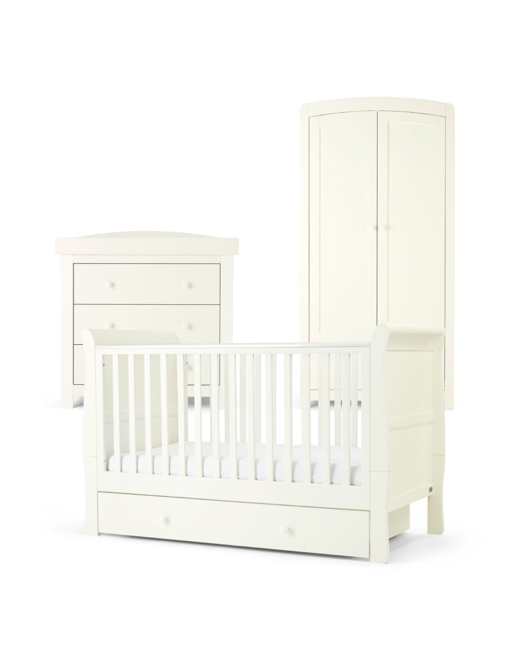 Mia 3 Piece Cotbed Range with Dresser and Wardrobe