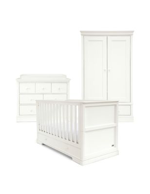 Mamas & Papas Oxford 3 Piece Cotbed Range with Dresser and Wardrobe - White, White