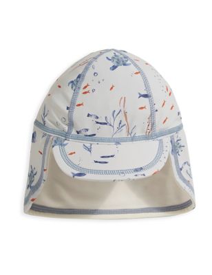 Mamas & Papas Kids Sea Print Swim Hat (0-3 Yrs) - 0-3 M - Blue, Blue
