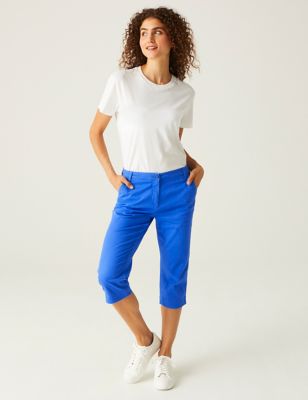 Regatta Women's Cotton Rich Tapered Cropped Trousers - 18 - Blue, Blue,Dark Blue