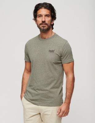 Superdry Mens Slim Fit Pure Cotton T-Shirt - XL - Graphite, Graphite,Brown,Aqua,Orange,Stone,Dark Gr