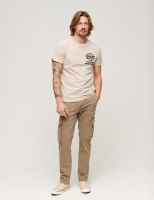 Superdry Men's Regular Fit Pure Cotton Cargo Trousers - 3232 - Khaki, Khaki