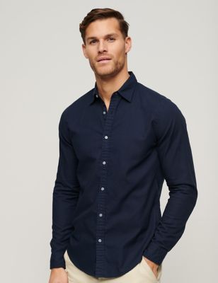 Superdry Mens Pure Cotton Shirt - M - Navy, Navy,Green,Pink