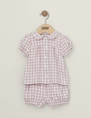 Mamas & Papas Newborn Boys Pure Cotton Gingham Pyjama Set (3-3 Yrs) - 2-3Y - Pink, Pink