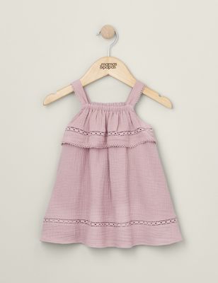 Mamas & Papas Newborn Girl's Pure Cotton Dress (0-3 Yrs) - 3-6 M - Pink, Pink