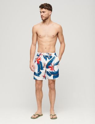 Superdry Men's Hawaiian Print Swim Shorts - White Mix, White Mix,Blue Mix,Black Mix