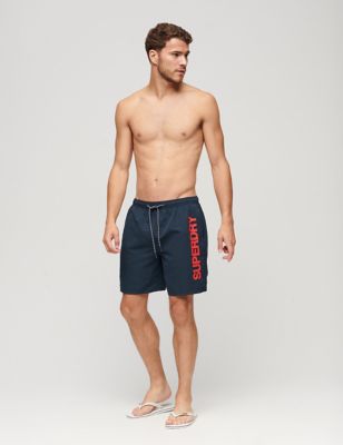 Superdry Men's Logo Swim Shorts - Navy, Navy,Red