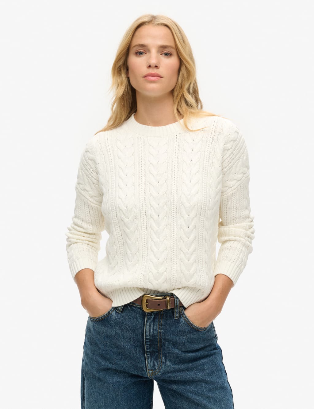 Pure Cotton Cable Knit Relaxed Jumper