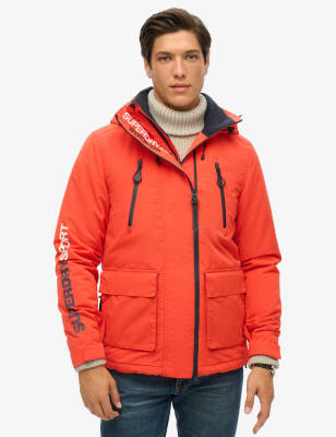 Superdry Men's Hooded Padded Utility Windbreaker Jacket - XXL - Orange, Orange