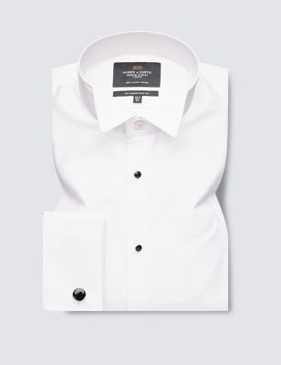 Hawes & Curtis Mens Slim Fit Easy Iron Pure Cotton Shirt - 15.534 - White, White