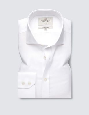 Hawes & Curtis Men's Slim Fit Non Iron Pure Cotton Shirt - 1736 - White, White