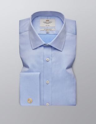 Hawes & Curtis Men's Slim Fit Non Iron Pure Cotton Twill Shirt - 15.534 - Blue, Blue,White