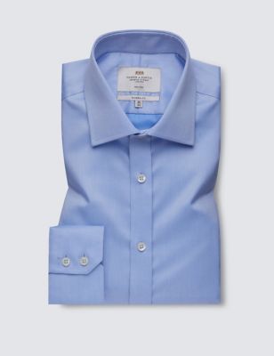 Hawes & Curtis Men's Slim Fit Non Iron Pure Cotton Twill Shirt - 17.536 - Blue, Blue,White