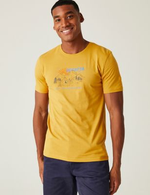 Regatta Mens Cline VIII Pure Cotton Sail Graphic T-Shirt - M - Gold, Gold,Dark Blue,Camel